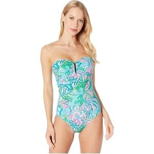 Lilly Pulitzer Teal and Pink One Piece Swimsuit